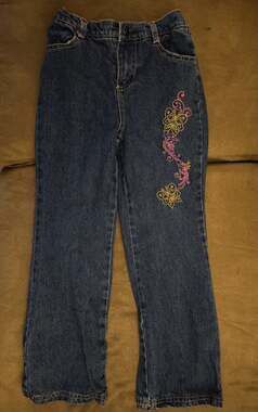 Vintage Disney Princess Girls Embroidered Butterfly Denim Jeans